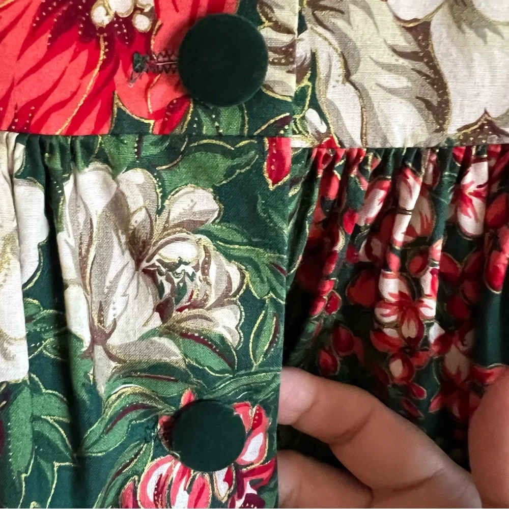 Vintage Bonnie Jean Girls Size 14 Dress  Holiday With Velvet Peter Pan Collar - Picture 4 of 7